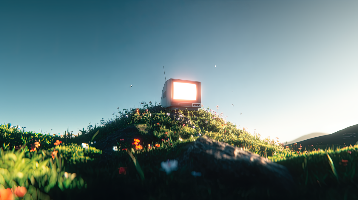 Retro TV on a hill